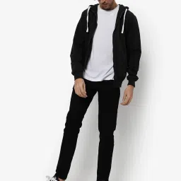 Campus Sutra Black Cotton Regular Fit Hooded Sweatshirt image 3