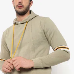 Campus Sutra Beige Cotton Regular Fit Hooded Sweatshirt image 1