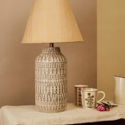 Fabindia Home Ajna Maaya White Ecomix Table Lamp image 1
