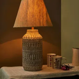 Fabindia Home Ajna Maaya White Ecomix Table Lamp image 2