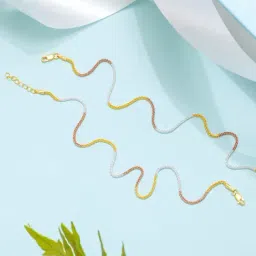 Zavya Triple Tone Weave Chain 92.5 Sterling Silver Anklet - Set of 2-picture-23