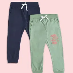 Pantaloons Baby Kids Green & Navy Cotton Printed Trackpants-picture-28