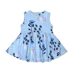 Nino Bambino Kids Blue Organic Cotton Floral Print Dress image 1