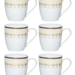 Sonaki White & Golden Bone China Tea Cup (0.17 L) - Set of 6 image 2