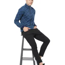 Campus Sutra Blue Checks Full Sleeves Mock Collar Jacket image 5