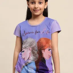 Kidsville Purple Cotton Printed Frozen T-Shirt-picture-44