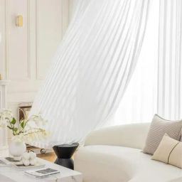 Urban Space Textured Transparent Polyester 5 ft Window Sheer Curtains - Set of 2-picture-47