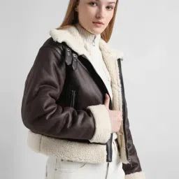 Only Dark Brown Regular Fit Biker Jacket-picture-16