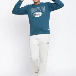 Lil Tomatoes Kids Teal & Grey Printed Full Sleeves Tracksuit image 5