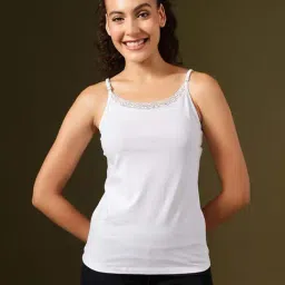 Clovia White Relaxed Fit Camisole-image-46