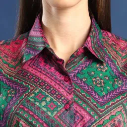 Hancock Pink & Green Printed Formal Shirt image 5