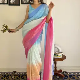 Saree Mall Multicolored Embellished Saree With Unstitched Blouse-image-60