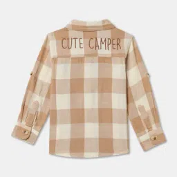 R&B Kids Brown Checked Regular Fit Shirt image 2