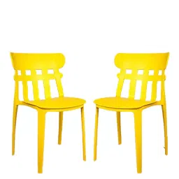 Rose Aux ‎Plastic ‎Mid Back Cafe Plastic Dining Chair with Backrest for Restaurant Red (Set of 4) image 1