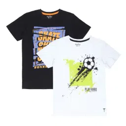 Palm Tree by Gini & Jony Kids White & Black Printed T-Shirt (Pack Of 2)-picture-35