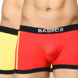 BASIICS by La Intimo Red & Yellow Striped Trunks (Pack of 2)-picture-28