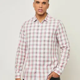 Lee White Cotton Slim Fit Checks Shirt-image-86