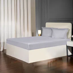 MYTRIDENT Silver-Toned 300 TC King Bedsheet with 4 Pillow Covers-image-1