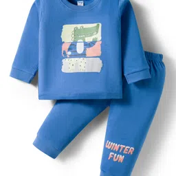 Tango Interlock Knit Full Sleeves T-Shirt & Joggers Set with Animal Print - Blue-picture-21