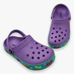 Toothless Space Theme Designed Perforated Slingback Clogs - Purple image 5