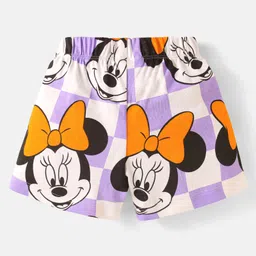 Babyhug Disney Single Jersey Knit Half Sleeves Shorts Night Suit With Minnie Mouse Print - White image 5