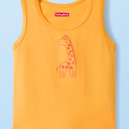 Babyhug 100 % Cotton Knit Sleeveless Sandos with Animal Print & Stripes Pack of 3 - Multicolor image 4