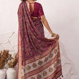 Rekha Maniyar Floral Zari Pure Crepe Handloom Saree image 4