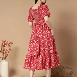 Raiyani Fashion Print Puff Sleeve Crepe Fit & Flare Dress image 3