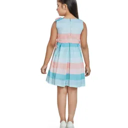 Peppermint Kids Peach & Blue Striped Dress image 2