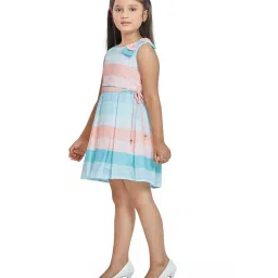 Peppermint Kids Peach & Blue Striped Dress image 3