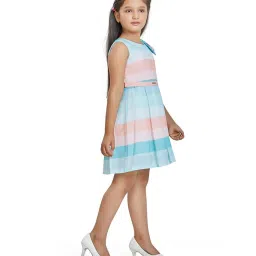 Peppermint Kids Peach & Blue Striped Dress image 4