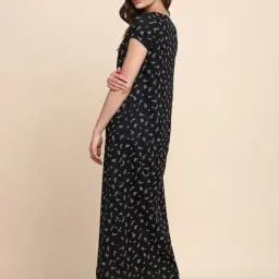 Van Heusen Relaxed Fit Allover Print V-Neck Allover Print Night Dress - Black Ditzy image 2
