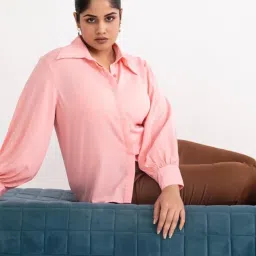Qua Salmon Pink Long-Collared Bishop Shirt image 5