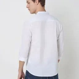 R&B White Cotton Slim Fit Shirt image 2
