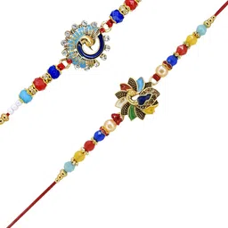 MEIRA JEWELLERY Set Of 2 Rakhi With Greeting Card & Roli Chawal image 5