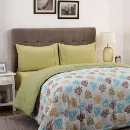 Maspar Green Cotton 100 TC Reversible Quilt - Set of 1-image-7