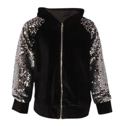 Cutecumber Kids Black Embellished Hooded Jacket-image-41
