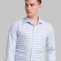 Park Avenue Blue Cotton Slim Fit Checks Shirt-picture-43