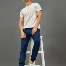 Club York Dark Blue Cotton Blend Solid Jeans-image-0