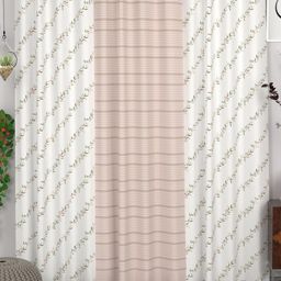 CHHAVI INDIA White & Pink Set of 3 Floral Door Curtain-picture-0