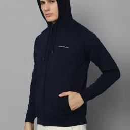 Louis Philippe Navy Blue Cotton Regular Fit Hooded Sweatshirt image 3