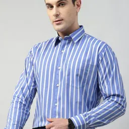 Hancock Blue Slim Fit Striped Shirt-image-28