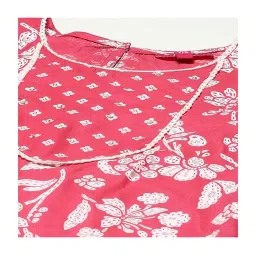 BIBA Girls Berry Pink & White Floral Print Kurta Set image 5