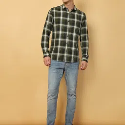 Wrangler Olive Cotton Regular Fit Checks Shirt image 5
