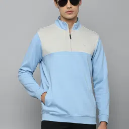 Louis Philippe Blue Cotton Regular Fit Colour Block Sweatshirt image 1