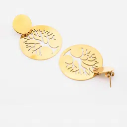 Scintillare By Sukkhi Stainless Steel Gold-Plated Circular Shaped Drop Earrings image 2