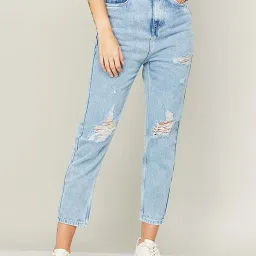 Ginger by Lifestyle Blue Cotton Mid Rise Jeans image 1