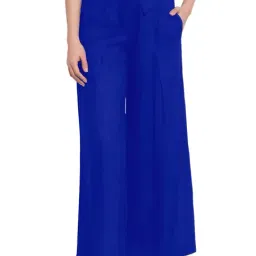PATRORNA Royal Blue Loose Fit Mid Rise Palazzos-picture-12