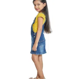 Peppermint Kids Blue & Yellow Regular Fit Dungaree image 3