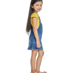 Peppermint Kids Blue & Yellow Regular Fit Dungaree image 4